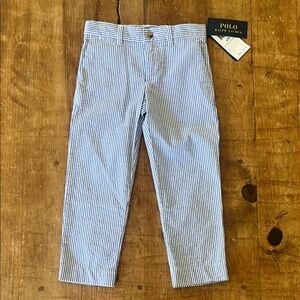 NWT Polo by Ralph Lauren Navy & White Seersucker Pants, 3T